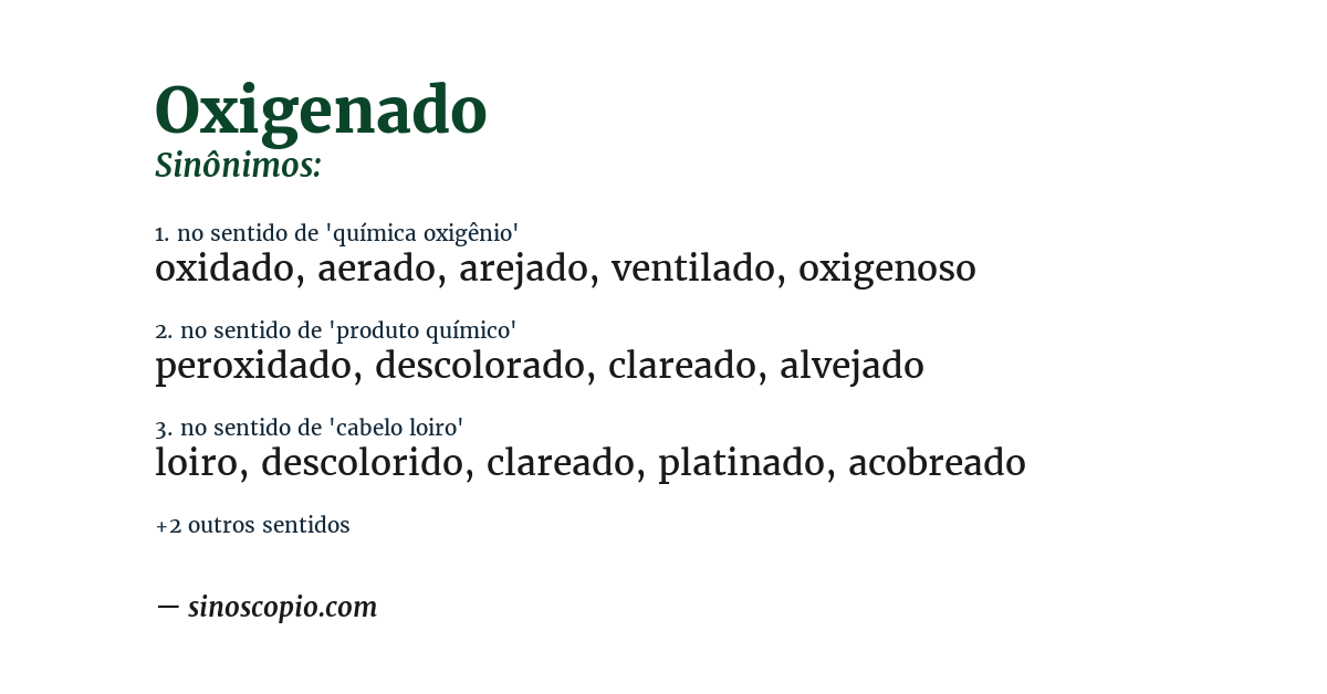 Sinônimo de oxigenado