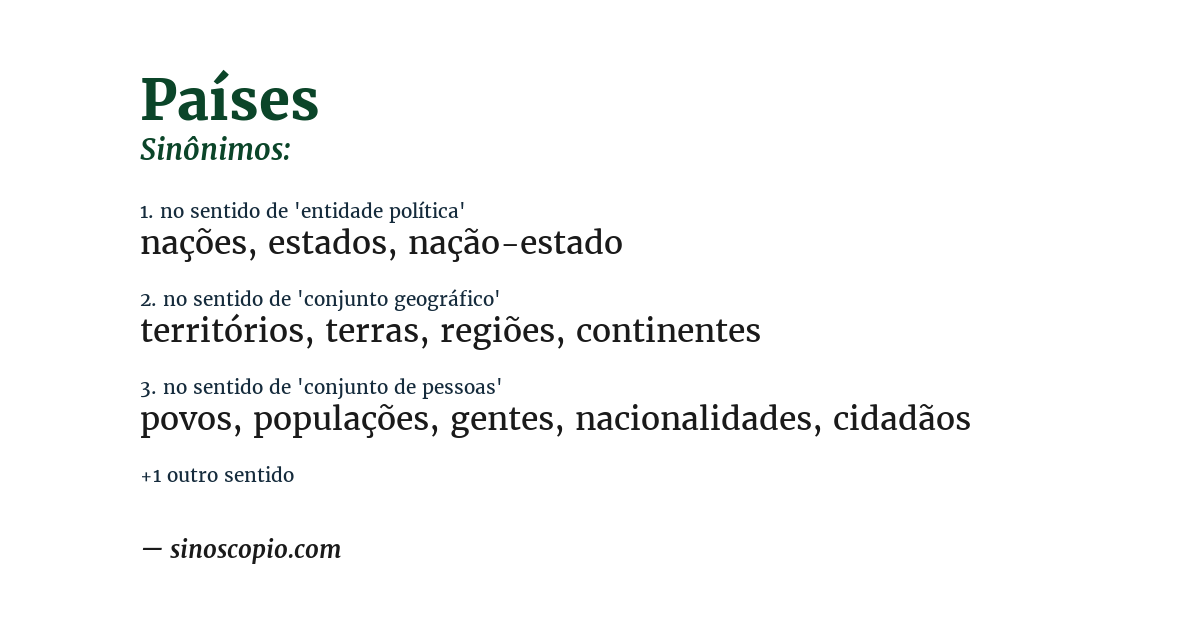 Sinônimo de países