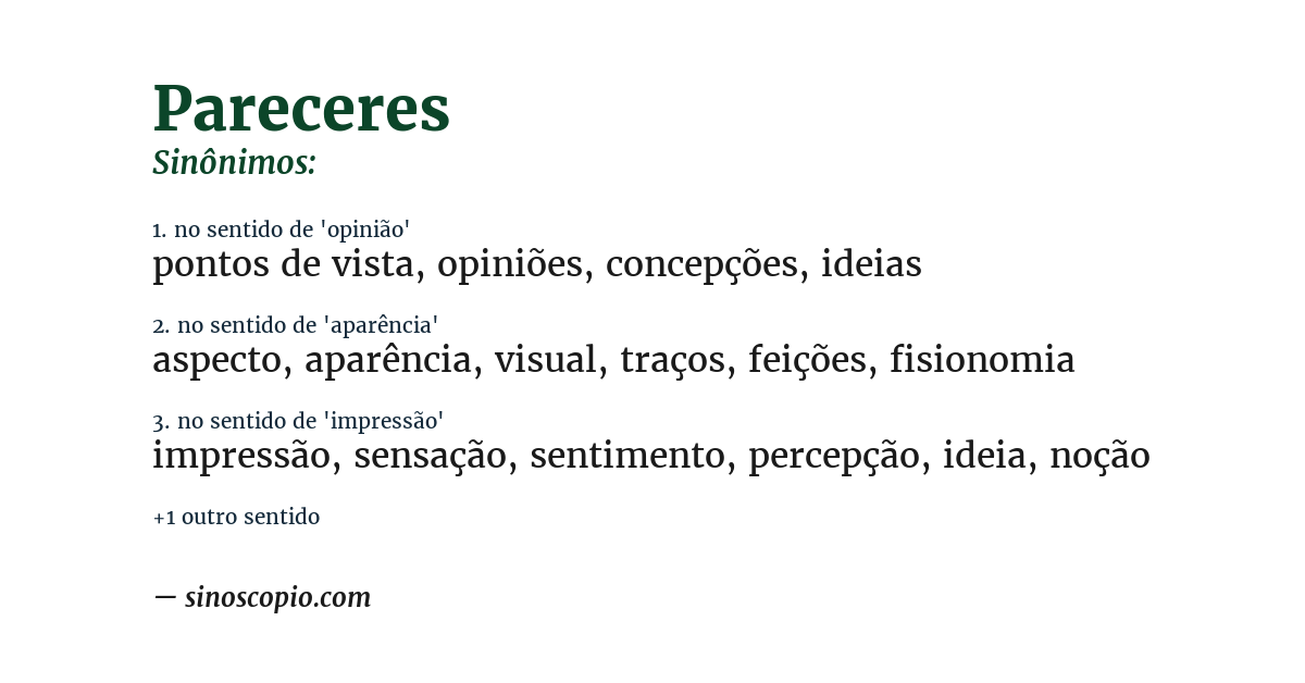 Sinônimo de pareceres