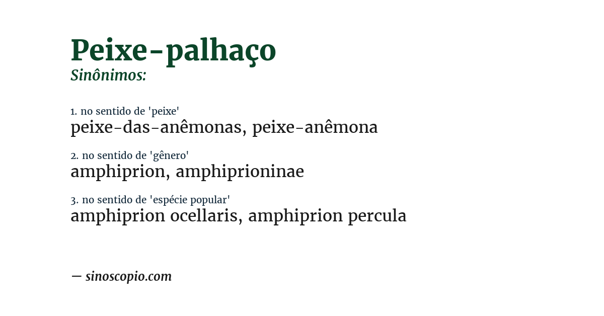 Sinônimo de peixe-palhaço