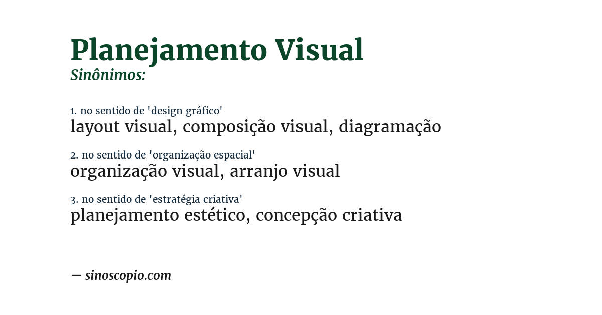 Sinônimo de planejamento visual