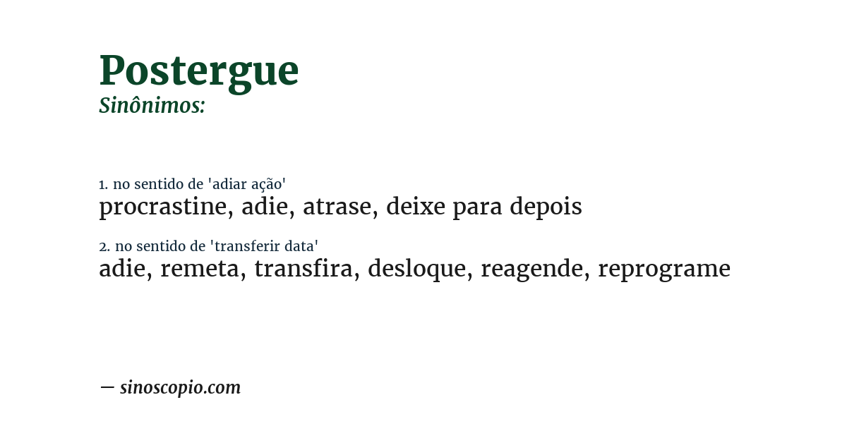 Sinônimo de postergue