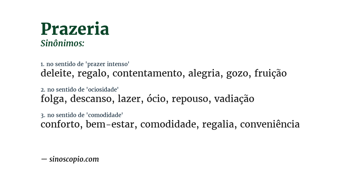 Sinônimo de prazeria
