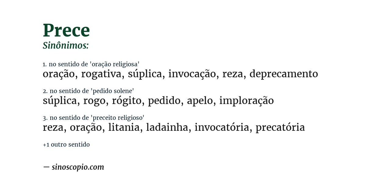 Sinônimo de prece