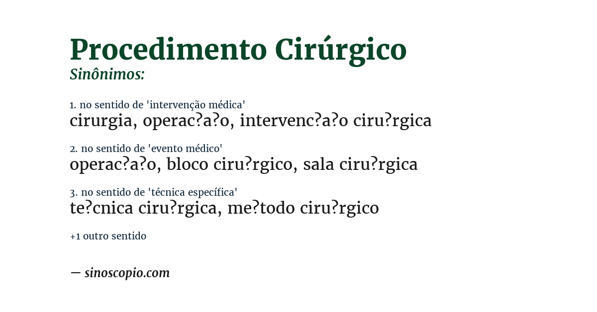 Sinônimo de procedimento cirúrgico
