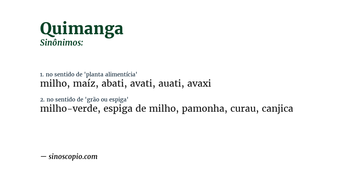 Sinônimo de quimanga