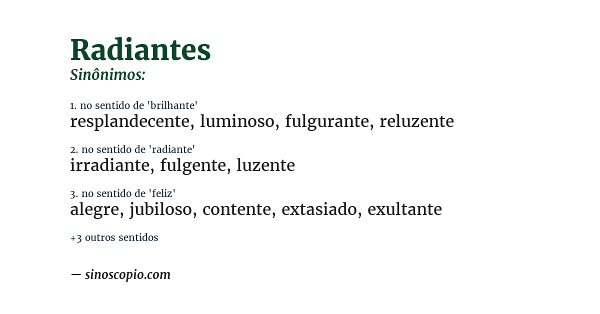 Sinônimo de radiantes