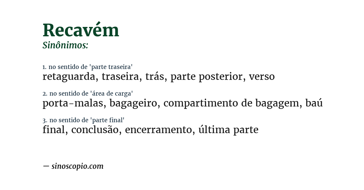 Sinônimo de recavém
