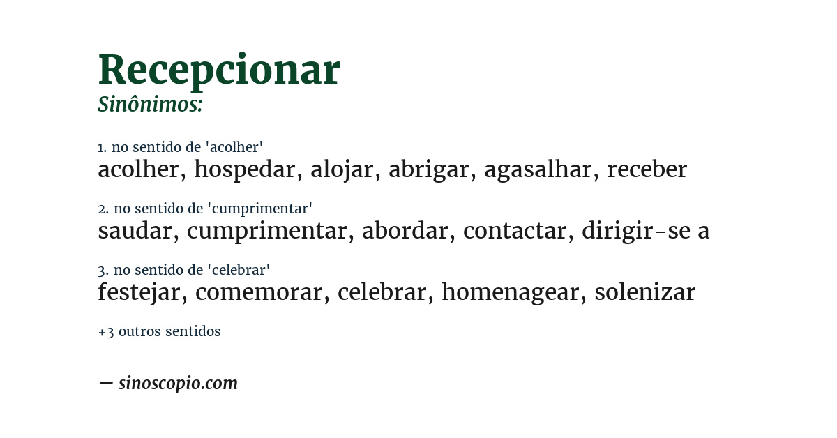 Sinônimo de recepcionar