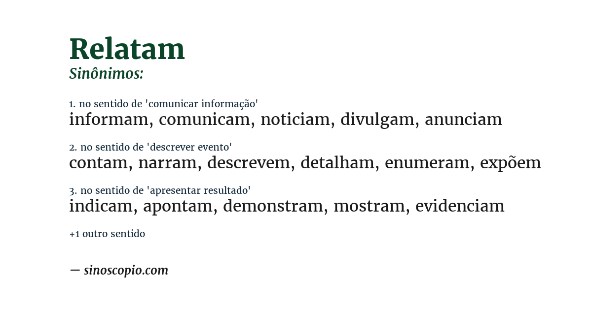 Sinônimo de relatam