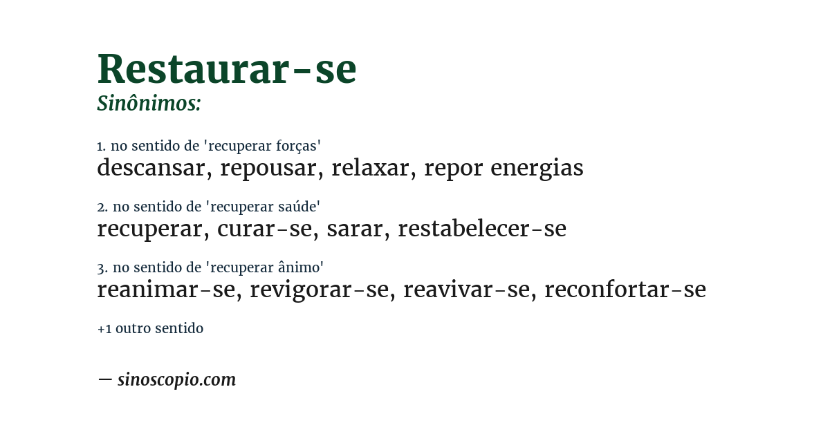 Sinônimo de restaurar-se