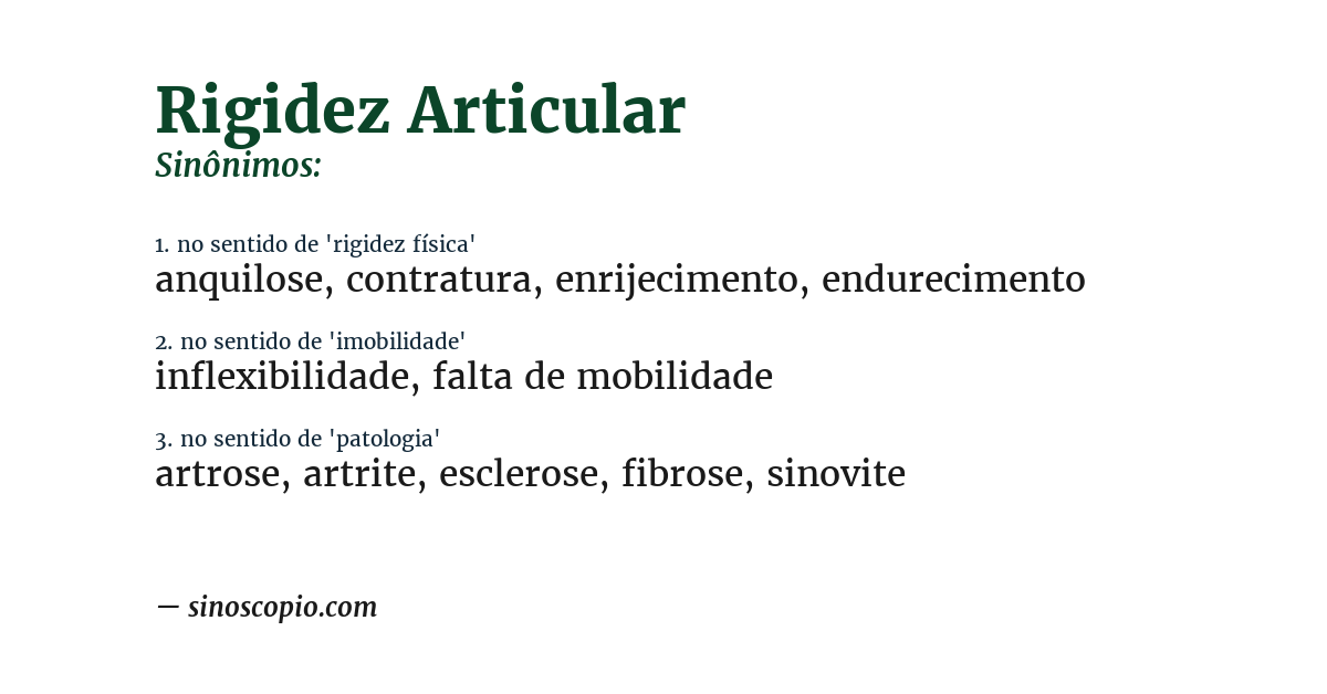Sinônimo de rigidez articular
