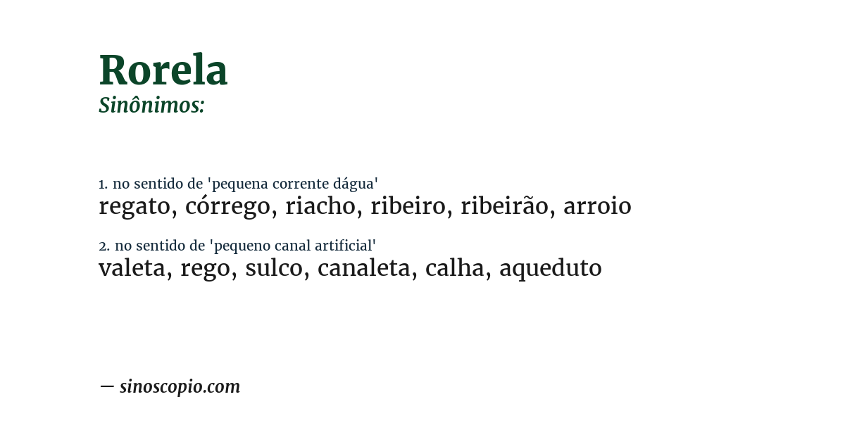 Sinônimo de rorela