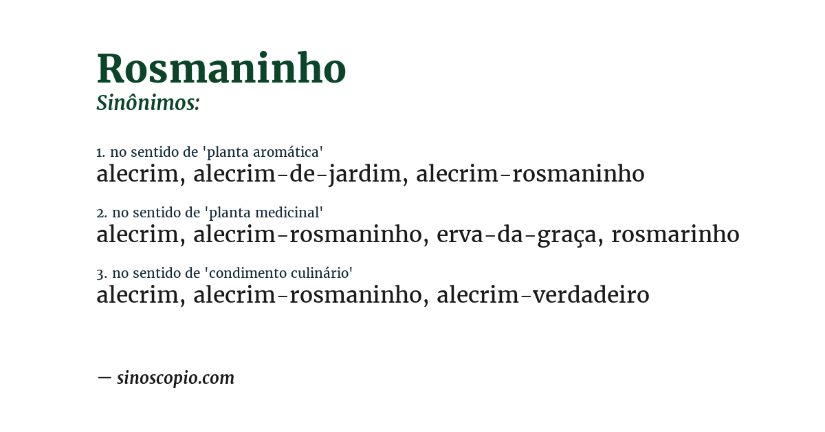 Sinônimo de rosmaninho