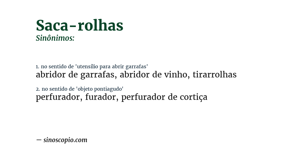 Sinônimo de saca-rolhas