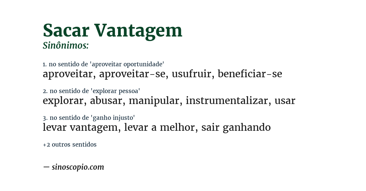 Sinônimo de sacar vantagem