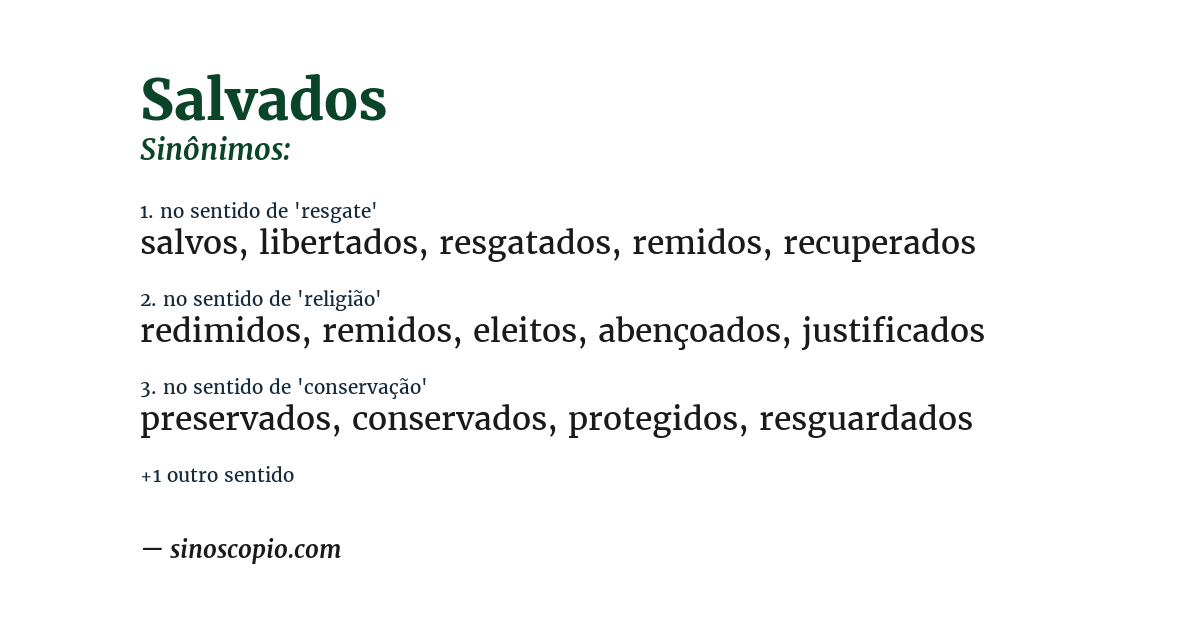 Sinônimo de salvados