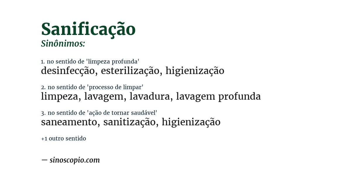 Sinônimo de sanificação