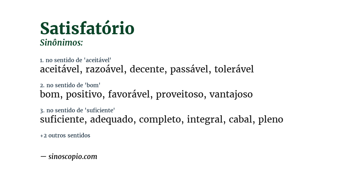 Sinônimo de satisfatório