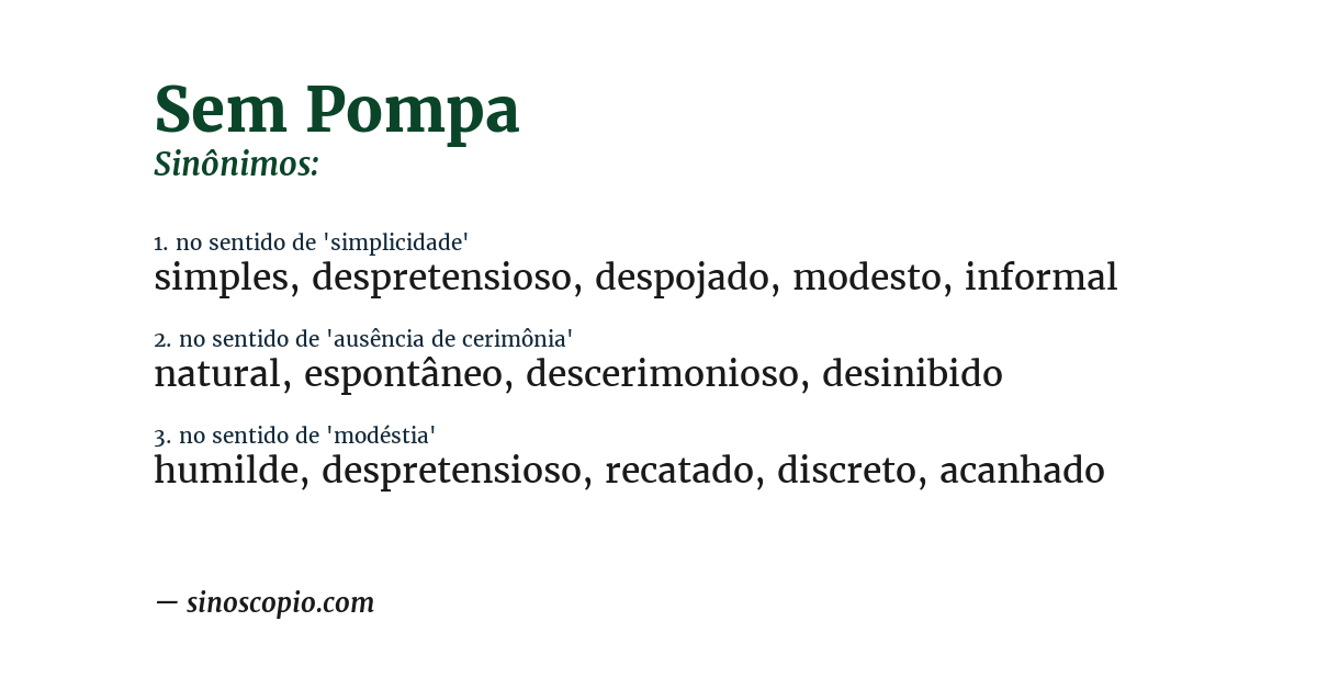 Sinônimo de sem pompa