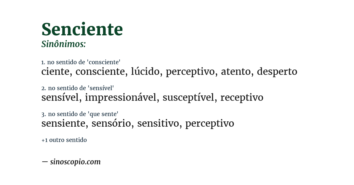 Sinônimo de senciente