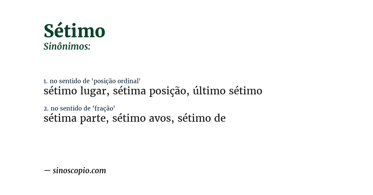 Sinônimo de sétimo