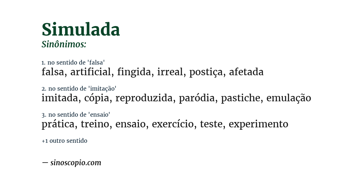 Sinônimo de simulada