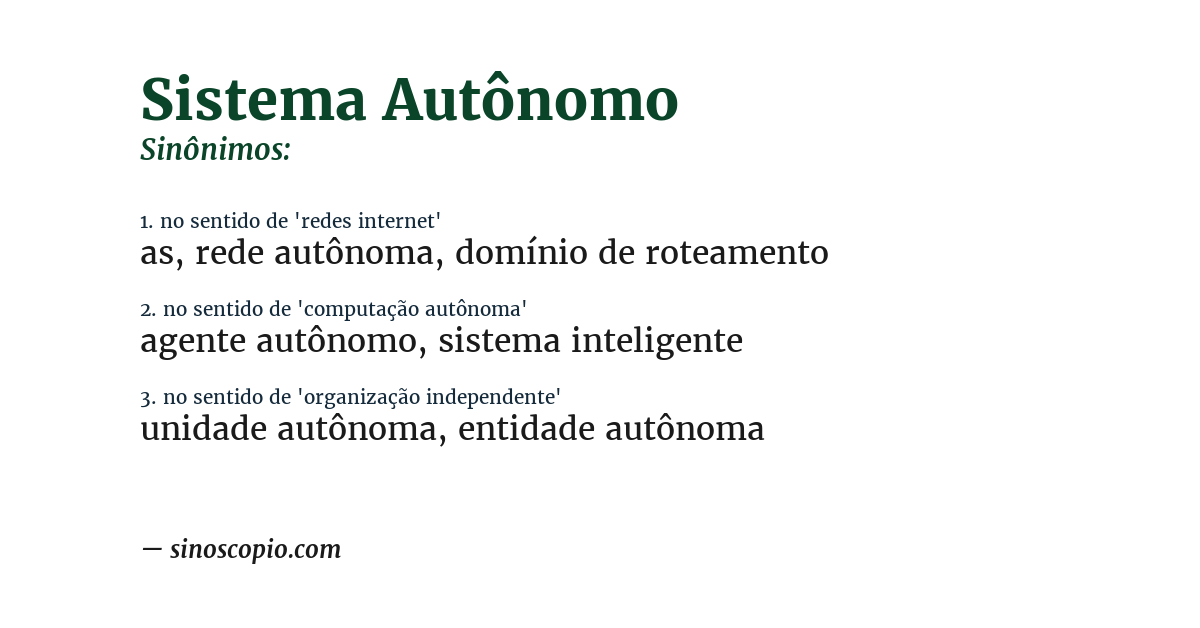 Sinônimo de sistema autônomo