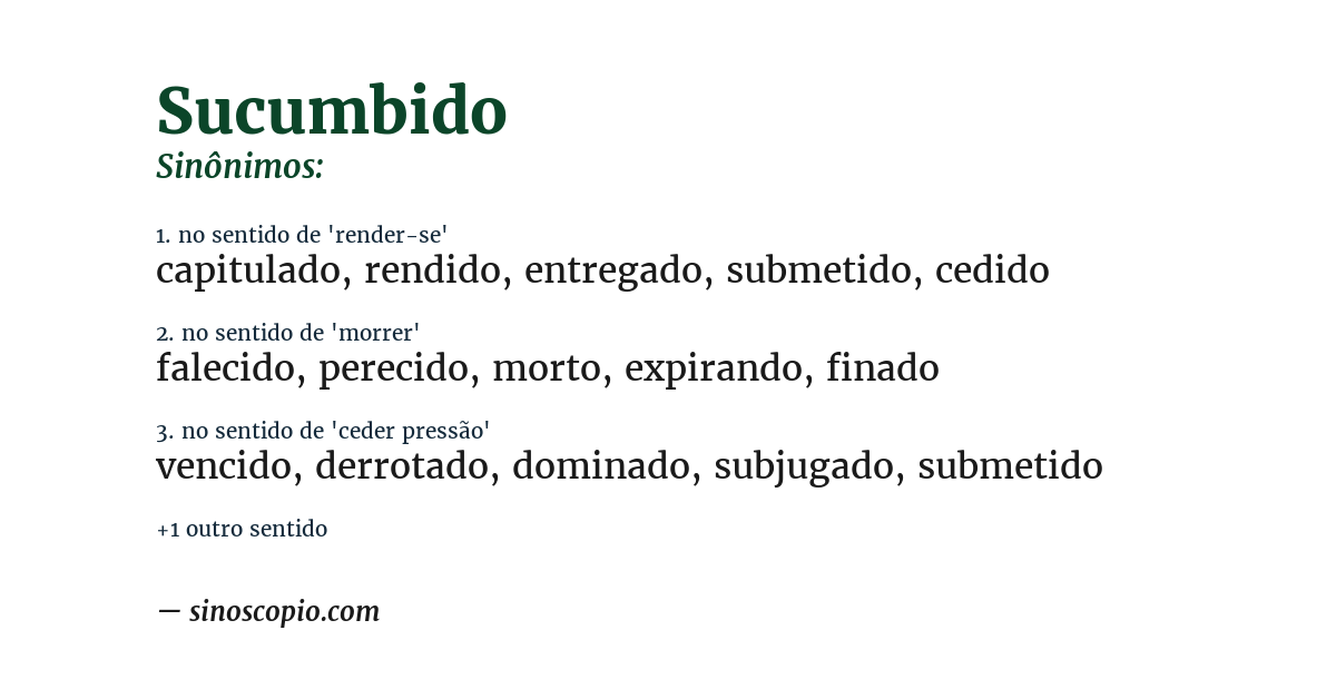 Sinônimo de sucumbido