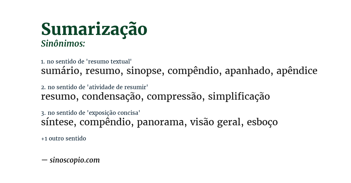 Sinônimo de sumarização