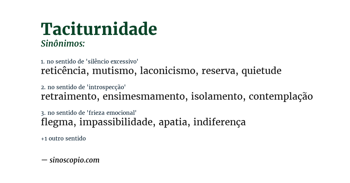 Sinônimo de taciturnidade