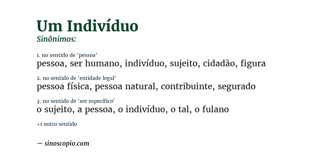 Sinônimo de um indivíduo