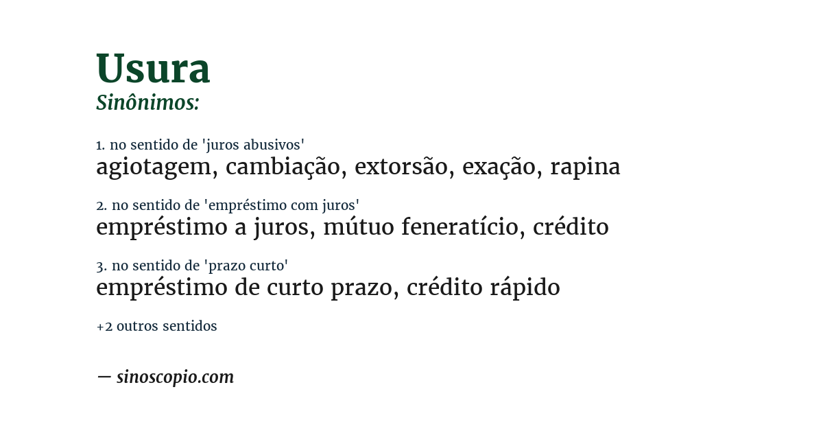 Sinônimo de usura