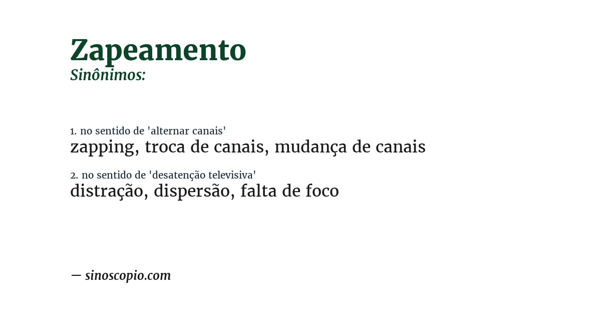 Sinônimo de zapeamento