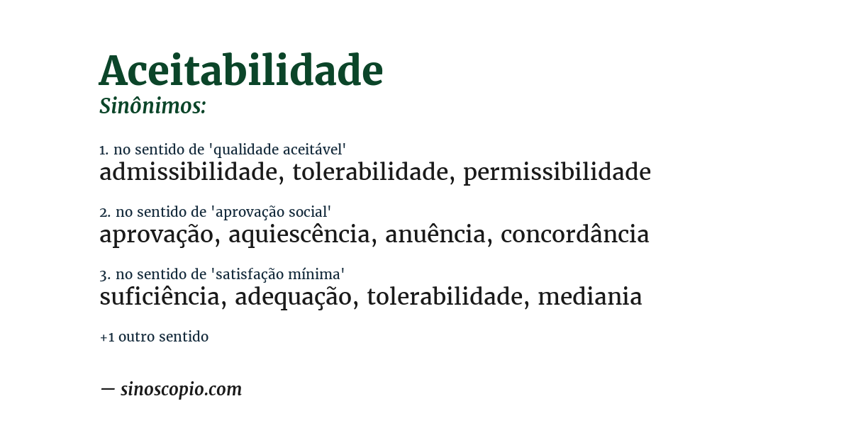 Sinônimo de aceitabilidade