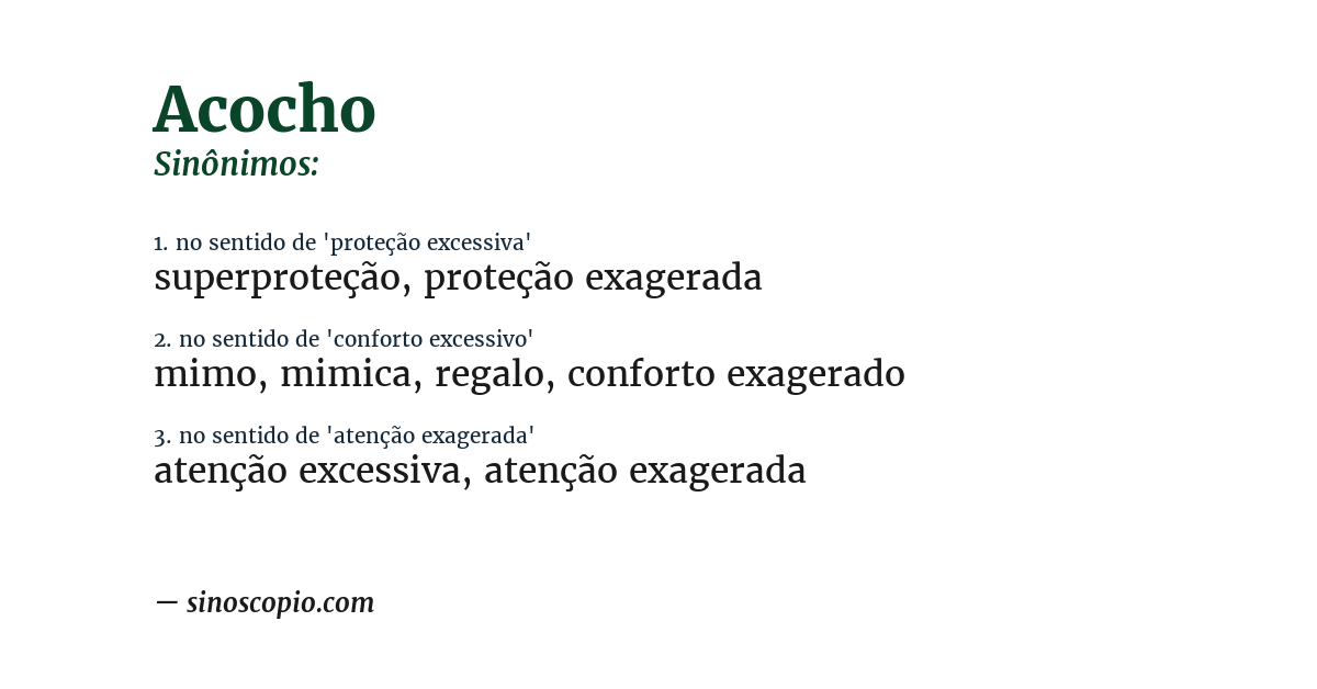 Sinônimo de acocho