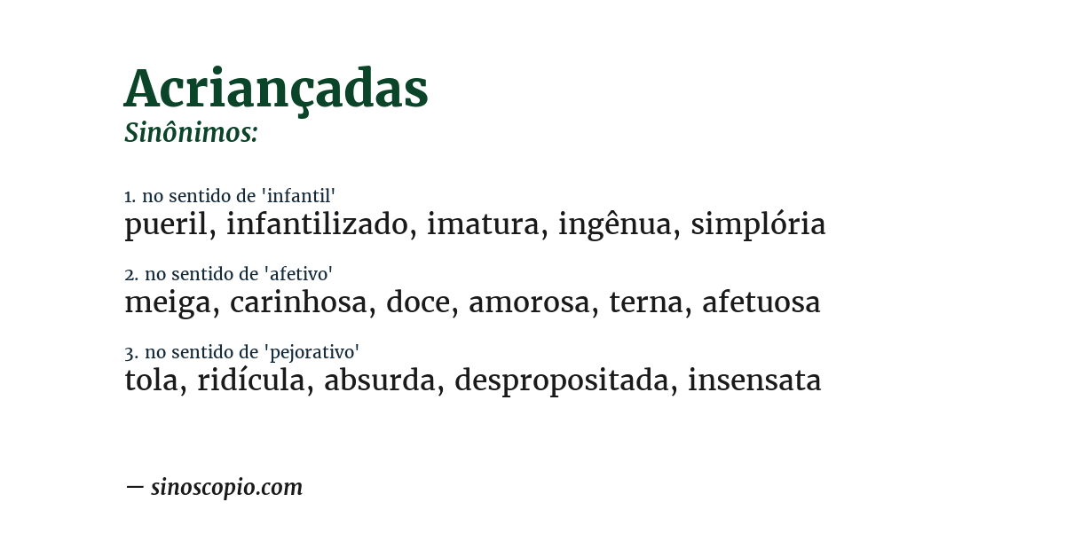 Sinônimo de acriançadas