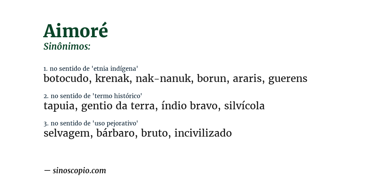 Sinônimo de aimoré