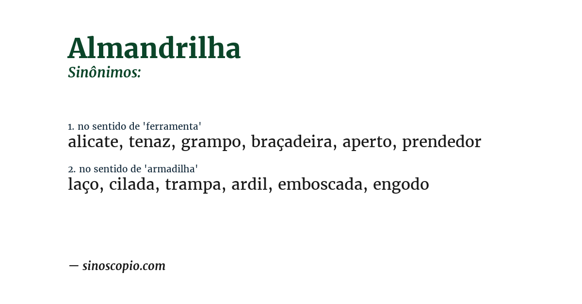Sinônimo de almandrilha