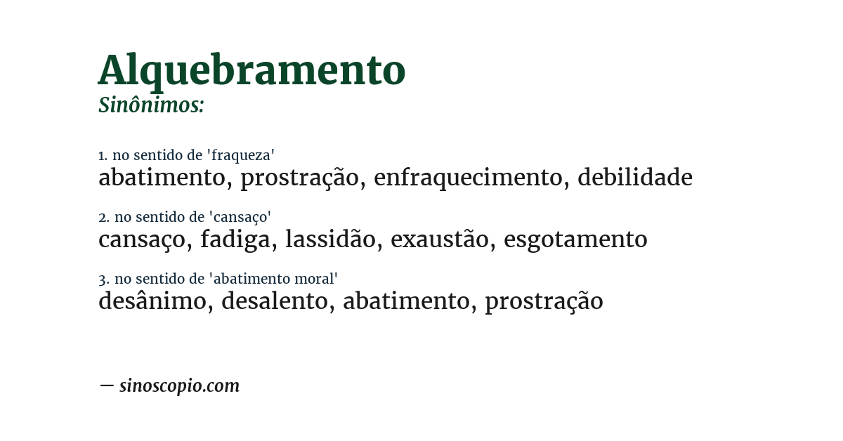 Sinônimo de alquebramento