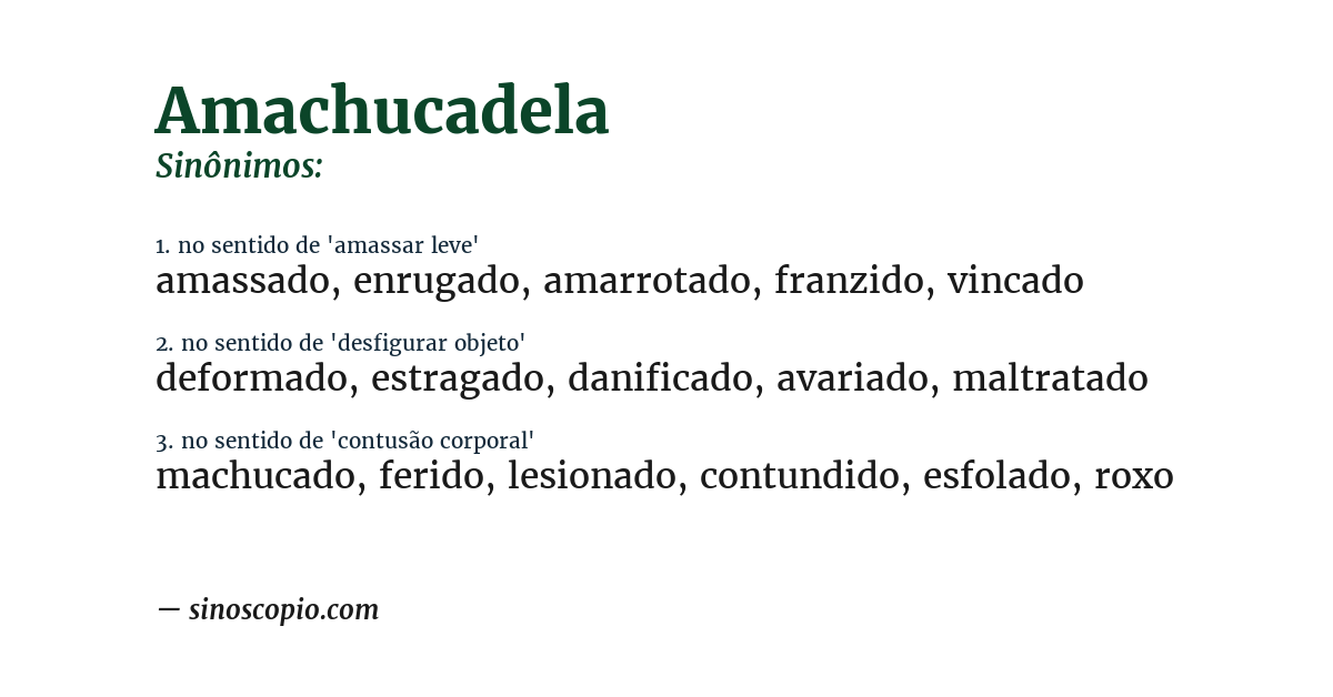 Sinônimo de amachucadela