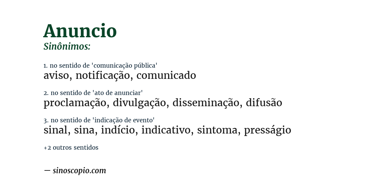 Sinônimo de anuncio