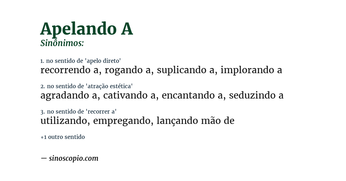 Sinônimo de apelando a