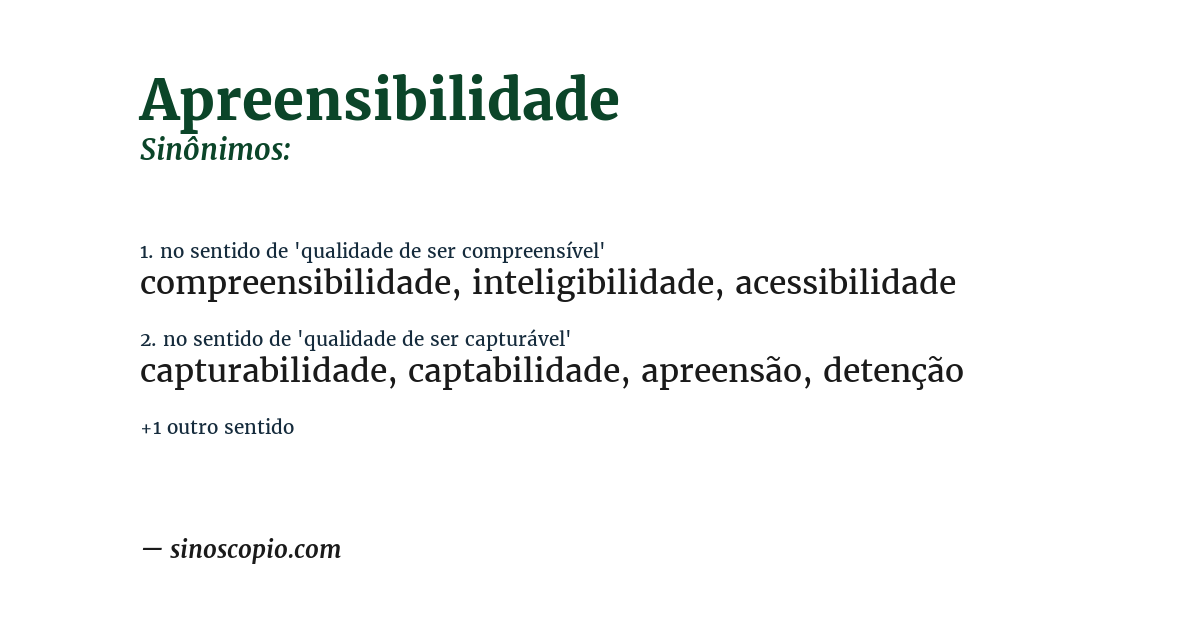 Sinônimo de apreensibilidade