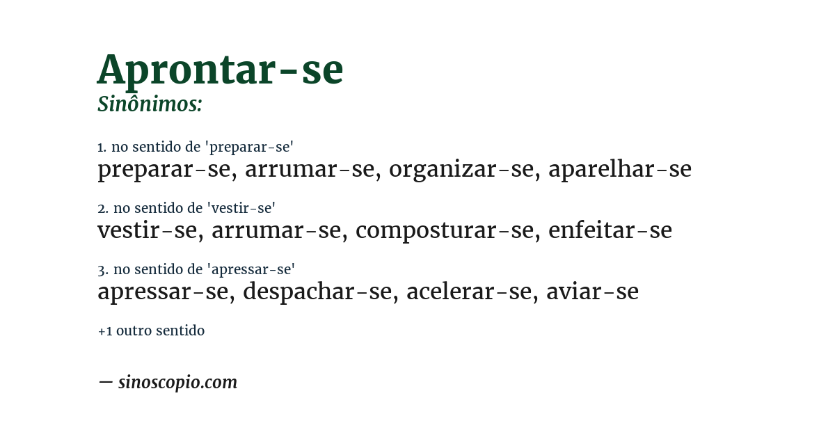 Sinônimo de aprontar-se