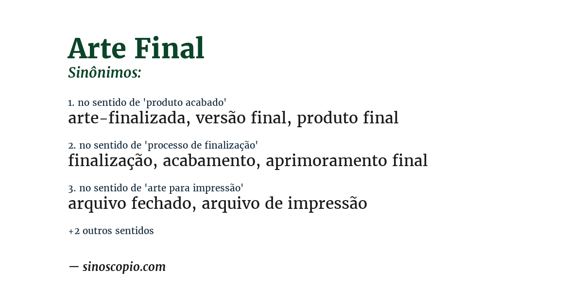 Sinônimo de arte final
