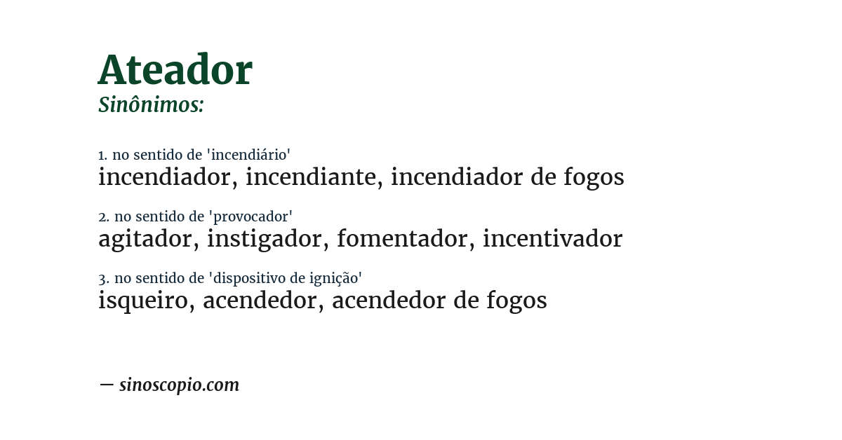 Sinônimo de ateador