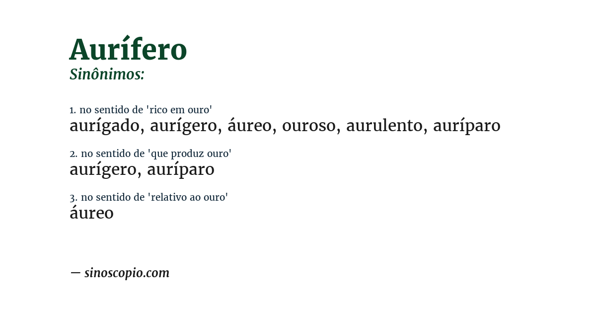Sinônimo de aurífero