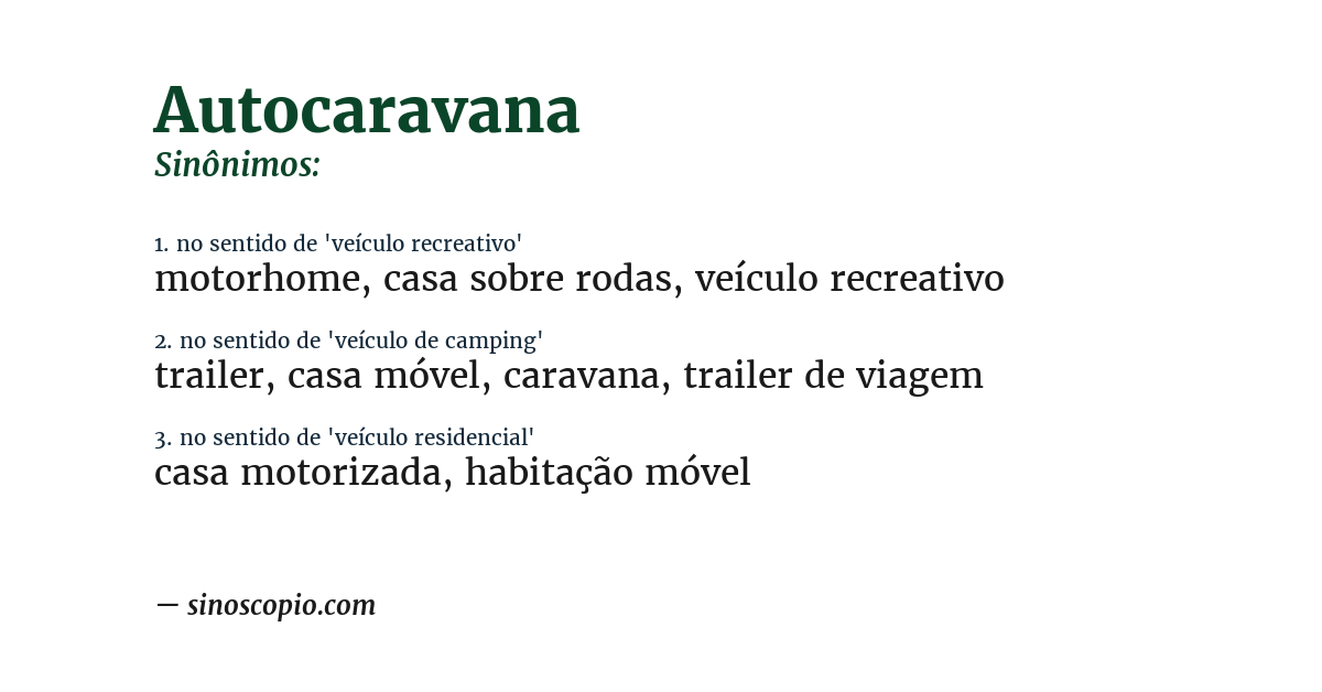 Sinônimo de autocaravana