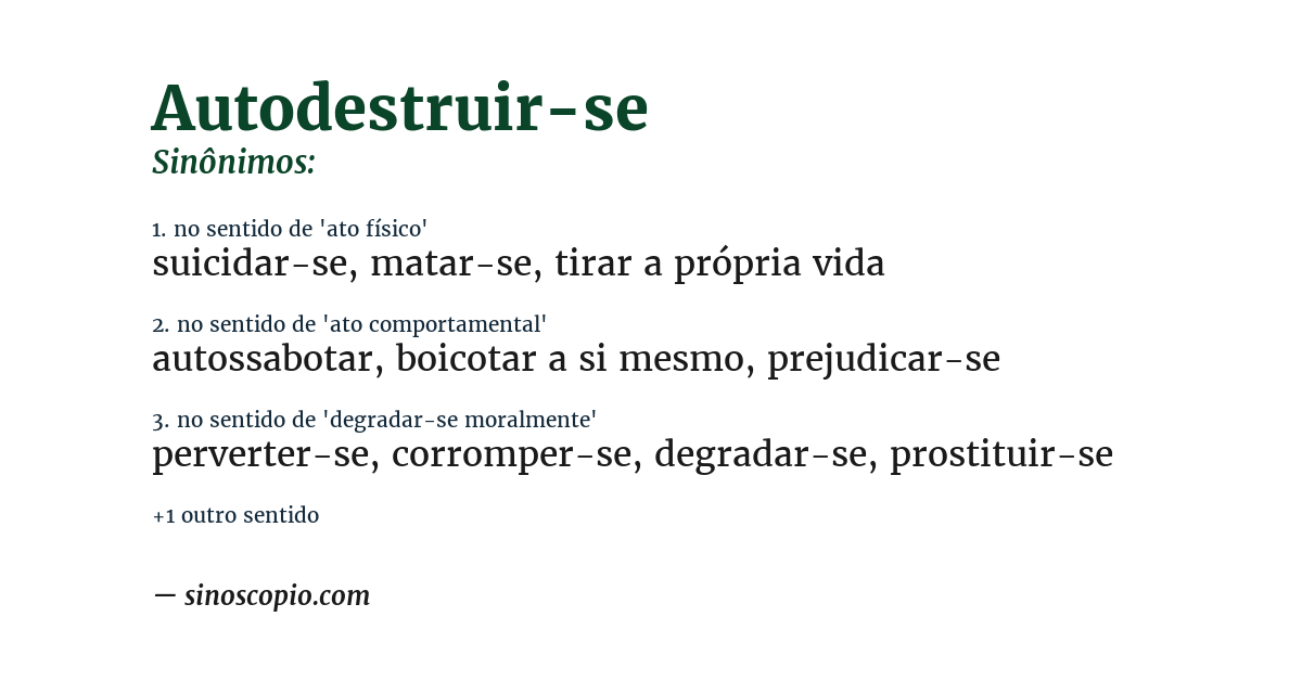 Sinônimo de autodestruir-se